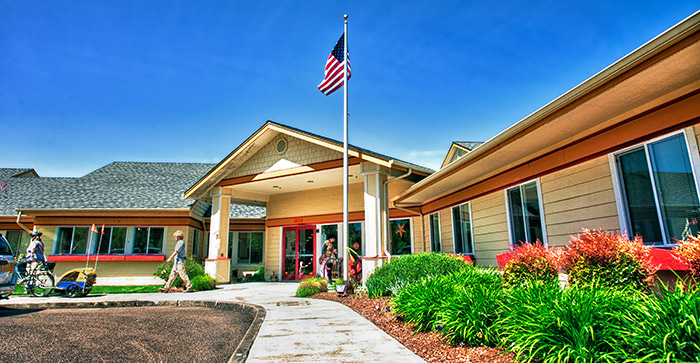 Front of the building of Old Mill Center for Children and Families in Corvallis, Oregon.